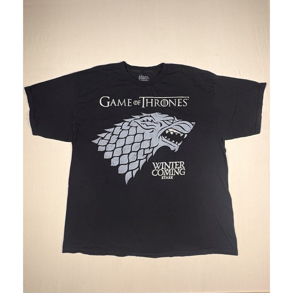 Game of Thrones 2013 House Stark Winter Is Coming Graphic T-Shirt Black Size 2XL